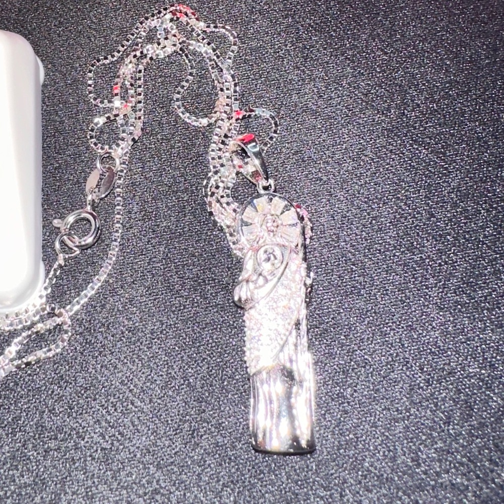 3d Solid 925 Sterling Silver Chain With Moissanit… - image 2